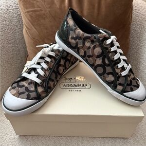 Coach Women's Black and Brown Patterned Sneakers